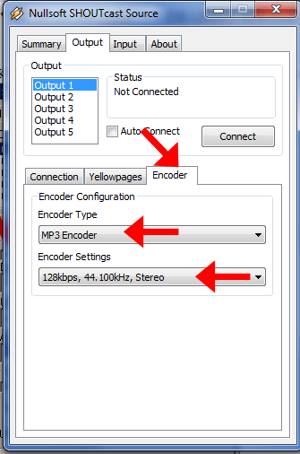 encoder type setttings mp3 of aac bitrate
